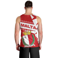 Malta Men Tank Top with Red White Starburst Design - Wonder Print Shop