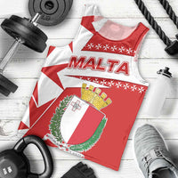 Malta Men Tank Top with Red White Starburst Design - Wonder Print Shop
