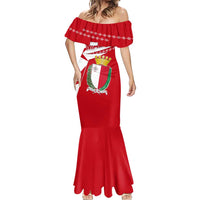 Malta Mermaid Dress with Red White Starburst Design - Wonder Print Shop