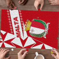 Malta Puzzle with Red White Starburst Design - Wonder Print Shop