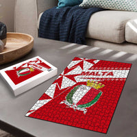 Malta Puzzle with Red White Starburst Design - Wonder Print Shop