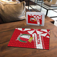 Malta Puzzle with Red White Starburst Design - Wonder Print Shop