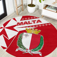 Malta Round Carpet with Red White Starburst Design - Wonder Print Shop
