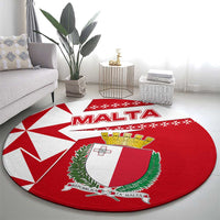Malta Round Carpet with Red White Starburst Design - Wonder Print Shop