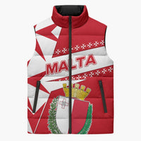 Malta Sleeveless Puffer Jacket with Red White Starburst Design - Wonder Print Shop