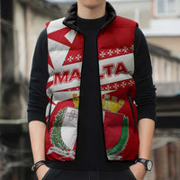 Malta Sleeveless Puffer Jacket with Red White Starburst Design - Wonder Print Shop