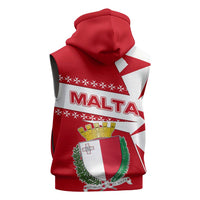 Malta Sleeveless Zip Hoodie with Red White Starburst Design - Wonder Print Shop