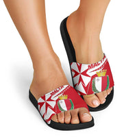 Malta Slide Sandals with Red White Starburst Design - Wonder Print Shop