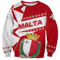 Malta Sweatshirt with Red White Starburst Design - Wonder Print Shop