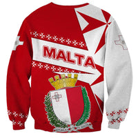 Malta Sweatshirt with Red White Starburst Design - Wonder Print Shop