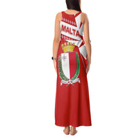Malta Tank Maxi Dress with Red White Starburst Design - Wonder Print Shop