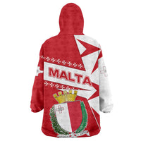 Malta Wearable Blanket Hoodie with Red White Starburst Design - Wonder Print Shop