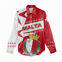 Malta Women Casual Shirt with Red White Starburst Design - Wonder Print Shop