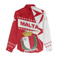 Malta Women Casual Shirt with Red White Starburst Design - Wonder Print Shop