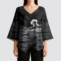 A Little Lamb in the Killer Silence Cute Serial Dog Kimono Sleeve Blouse Pet Lover