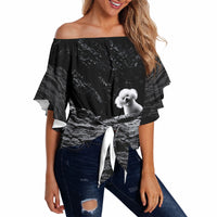 A Little Lamb in the Killer Silence Cute Serial Dog Off Shoulder Wrap Waist Top Pet Lover