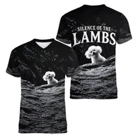 A Little Lamb in the Killer Silence Cute Serial Dog Women V-Neck T-Shirt Pet Lover