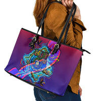 Belize Independence Day September 21 Leather Tote Bag Vibrant Tropical Sea Turtle Patriotic