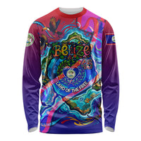 Belize Independence Day September 21 Long Sleeve Shirt Vibrant Tropical Sea Turtle Patriotic