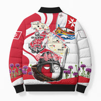 Malta Independence Day Bomber Puffer Jacket Maltese Flag Cross Knight Born By The Sea