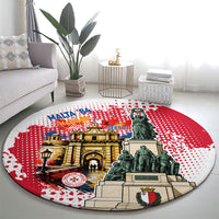 Malta Independence Day Round Carpet Maltese Flag Monument Coat Of Arms Halftone