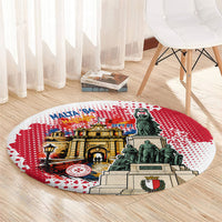 Malta Independence Day Round Carpet Maltese Flag Monument Coat Of Arms Halftone