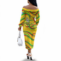 Mali Independence Day Off The Shoulder Long Sleeve Dress Traditional West African Cultural Pride Flag Colors