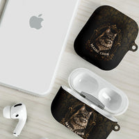 Maine Coon Cat Gentle Giant AirPods Case Royal Feline Vintage Gold Damask Portrait