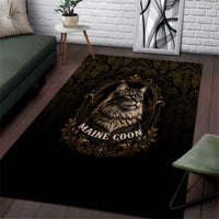 Maine Coon Cat Gentle Giant Area Rug Royal Feline Vintage Gold Damask Portrait