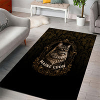 Maine Coon Cat Gentle Giant Area Rug Royal Feline Vintage Gold Damask Portrait