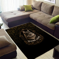 Maine Coon Cat Gentle Giant Area Rug Royal Feline Vintage Gold Damask Portrait