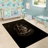 Maine Coon Cat Gentle Giant Area Rug Royal Feline Vintage Gold Damask Portrait