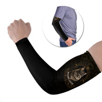 Maine Coon Cat Gentle Giant Arm Sleeves Royal Feline Vintage Gold Damask Portrait