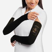 Maine Coon Cat Gentle Giant Arm Sleeves Royal Feline Vintage Gold Damask Portrait