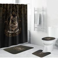 Maine Coon Cat Gentle Giant Bathroom Set Royal Feline Vintage Gold Damask Portrait