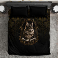 Maine Coon Cat Gentle Giant Bedding Set Royal Feline Vintage Gold Damask Portrait