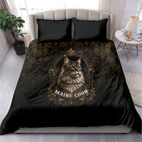 Maine Coon Cat Gentle Giant Bedding Set Royal Feline Vintage Gold Damask Portrait