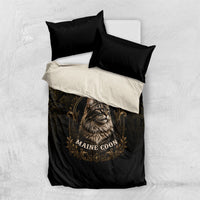 Maine Coon Cat Gentle Giant Bedding Set Royal Feline Vintage Gold Damask Portrait