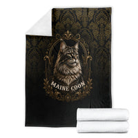 Maine Coon Cat Gentle Giant Blanket Royal Feline Vintage Gold Damask Portrait