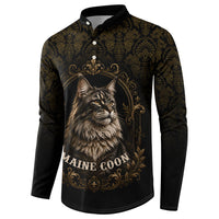 Maine Coon Cat Gentle Giant Button Sweatshirt Royal Feline Vintage Gold Damask Portrait
