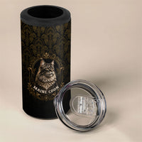 Maine Coon Cat Gentle Giant 4 in 1 Can Cooler Tumbler Royal Feline Vintage Gold Damask Portrait