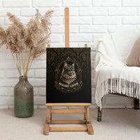 Maine Coon Cat Gentle Giant Canvas Wall Art Royal Feline Vintage Gold Damask Portrait