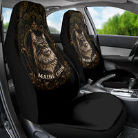 Maine Coon Cat Gentle Giant Car Seat Cover Royal Feline Vintage Gold Damask Portrait