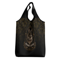 Maine Coon Cat Gentle Giant Grocery Bag Royal Feline Vintage Gold Damask Portrait