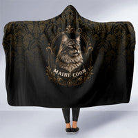 Maine Coon Cat Gentle Giant Hooded Blanket Royal Feline Vintage Gold Damask Portrait