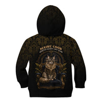 Maine Coon Cat Gentle Giant Kid Hoodie Royal Feline Vintage Gold Damask Portrait