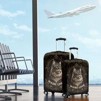 Maine Coon Cat Gentle Giant Luggage Cover Royal Feline Vintage Gold Damask Portrait