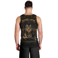 Maine Coon Cat Gentle Giant Men Tank Top Royal Feline Vintage Gold Damask Portrait
