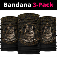 Maine Coon Cat Gentle Giant Neck Gaiter Royal Feline Vintage Gold Damask Portrait