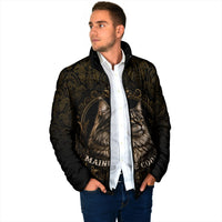Maine Coon Cat Gentle Giant Padded Jacket Royal Feline Vintage Gold Damask Portrait